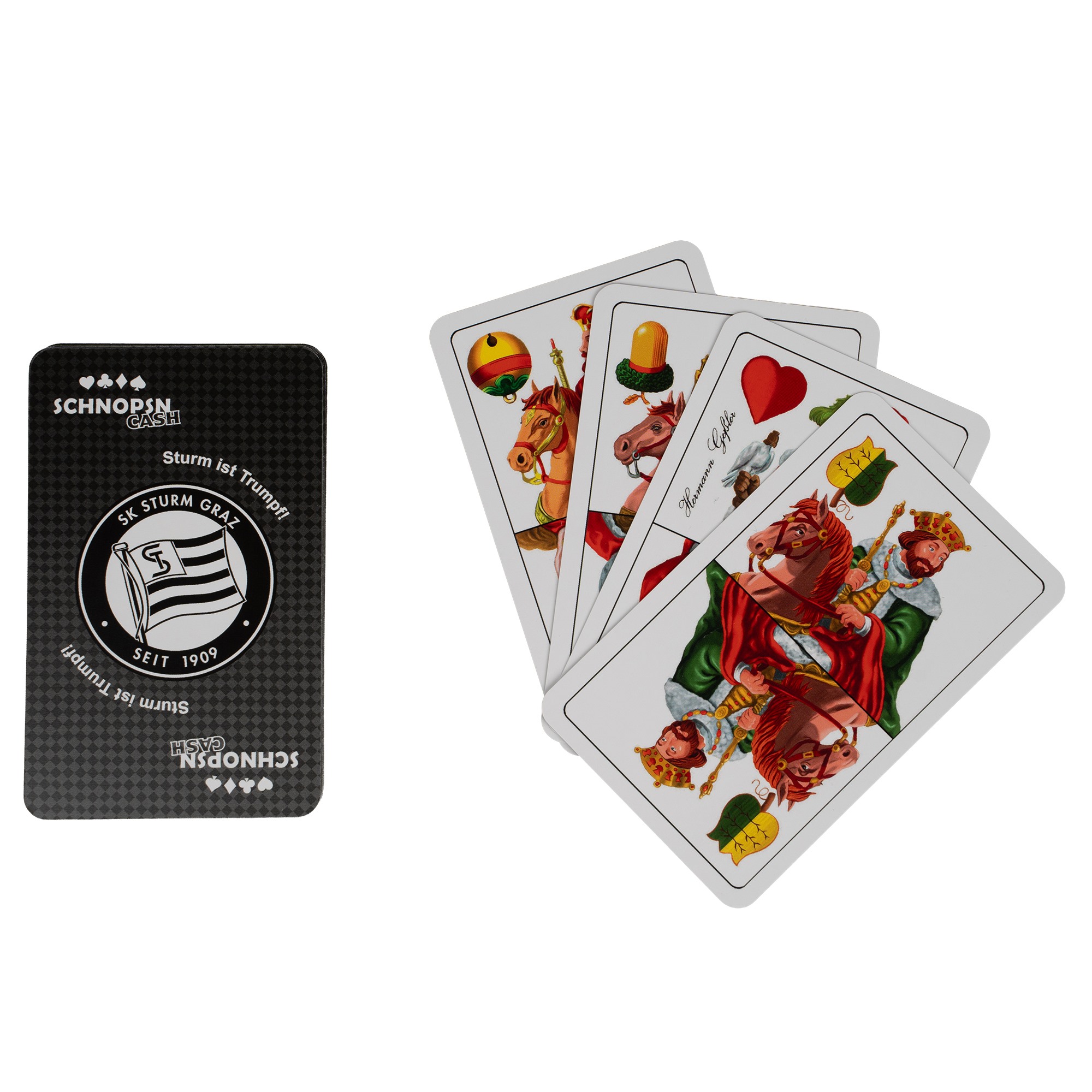 <span class="SmallerGrad2">SK Sturm - Schnopsn.com Schnapskarten doppeldeutsch</span>