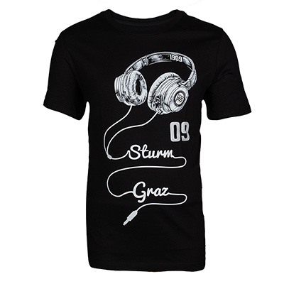 <span class="SmallerGrad2">SK Sturm - Kinder T-Shirt Kopfhörer schwarz</span>