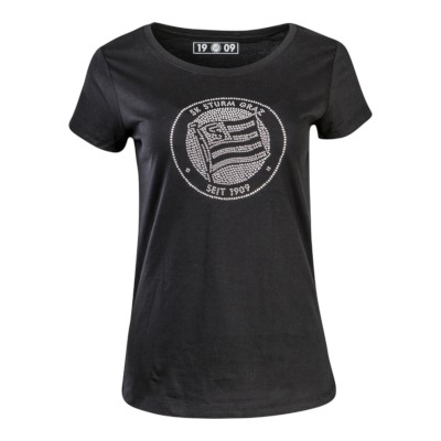 Damen T-Shirt Strass Logo
